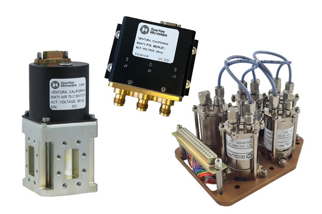 An array of Space Qualified Switch Products- Coaxial , Waveguide and more. 